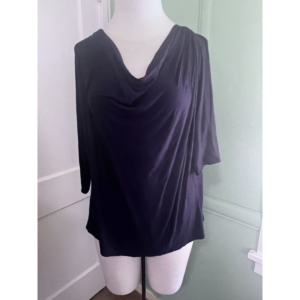 Jill Alexander Curvy Girl Plus Size Draped Navy Blue Super Soft Tunic Top 1X